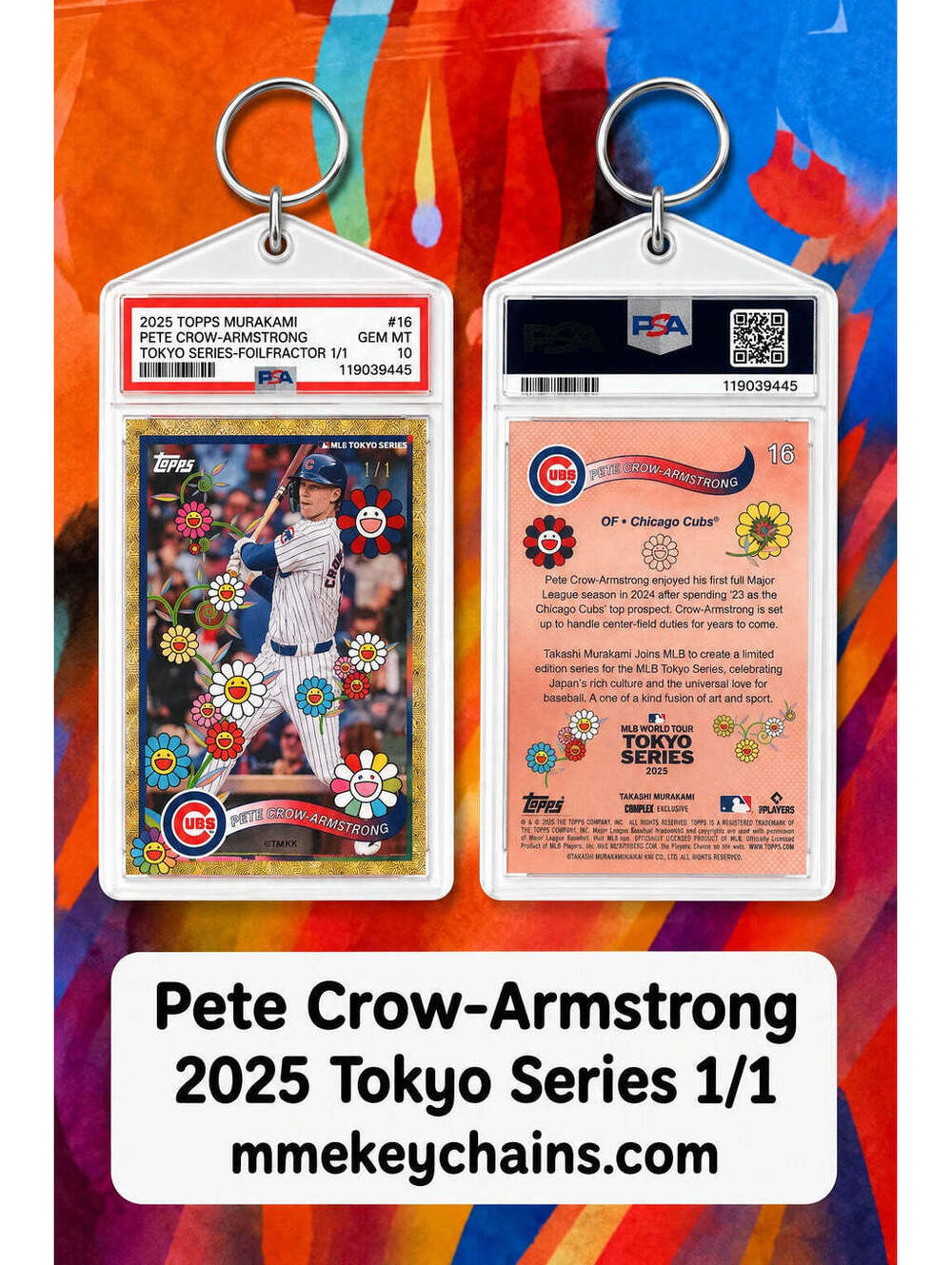 9999 Pete Crow-Armstrong 2025 Tokyo Series Foilfractor 1/1 Custom Photo Keychain